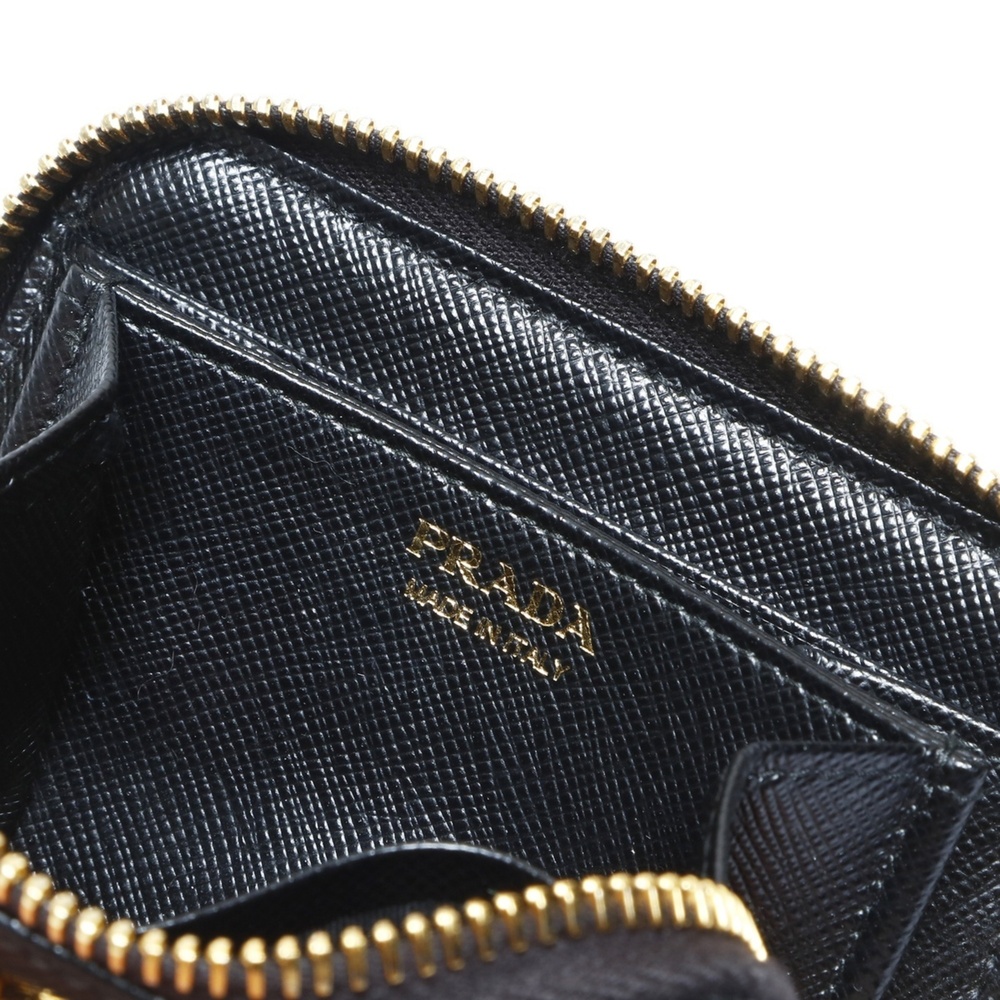 Prada Saffiano Leather Round Zip Wallet/Coin Case Compact Black - Picture 11 of 12